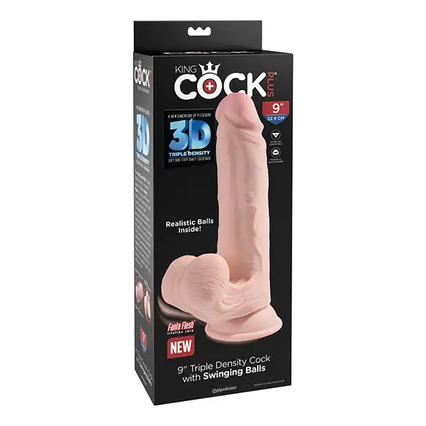 King Cock Plus 9’’ Triple Density Cock w/Swinging Balls - Ivory - Dongs & Dildos