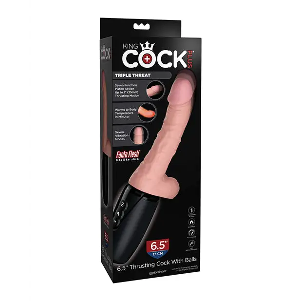 King Cock Plus Thrusting Warming & Vibrating 6.5’’ Triple Threat Dong - Vibrators