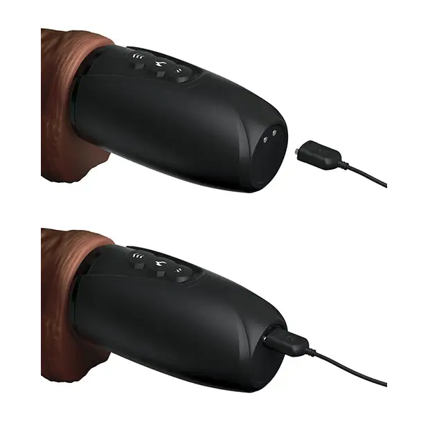 King Cock Plus Thrusting Warming & Vibrating 7.5’’ Triple Threat Dong - Brown - Vibrators