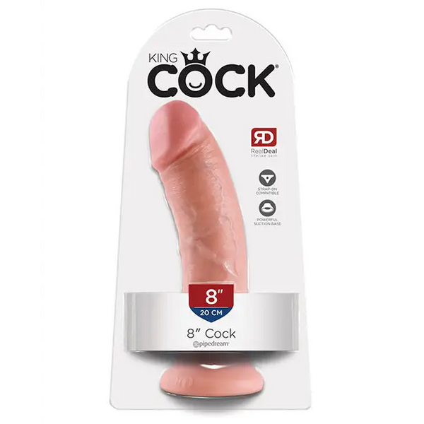 King Cock Realistic Suction Cup 8’’ Dong - Flesh - Dongs & Dildos
