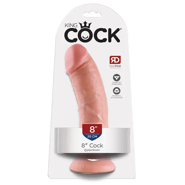 King Cock Realistic Suction Cup 8’’ Dong - Flesh - Dongs & Dildos