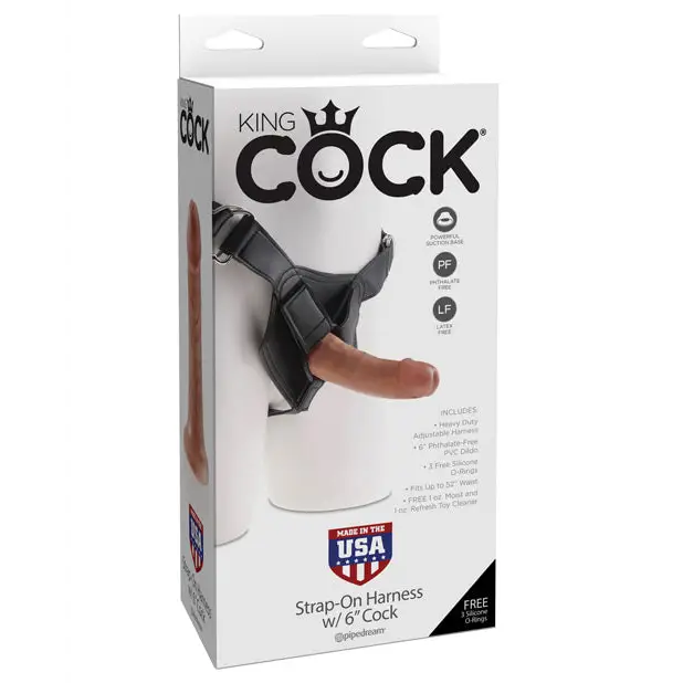 King Cock Strap-On Harness w/6’’ Cock - Tan - Strap Ons