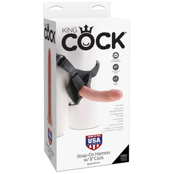 King Cock Strap On Harness w/8’’ Cock - Flesh - Strap Ons