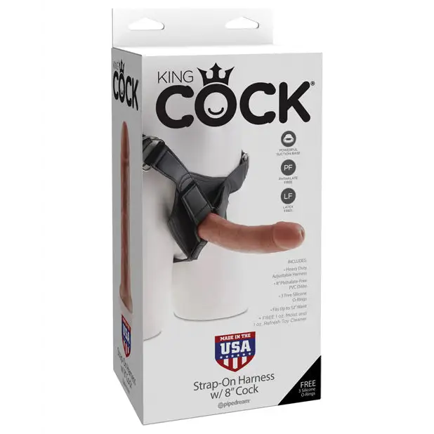 King Cock Strap-On Harness w/8’’ Cock - Tan - Strap Ons