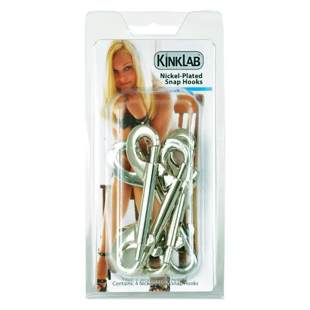 KinkLab Nickel Plated Snap Hooks - Pack of 4 - Bondage Blindfolds & Restraints