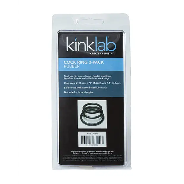KinkLab Rubber Cock Ring - Pack of 3 - Penis Enhancement