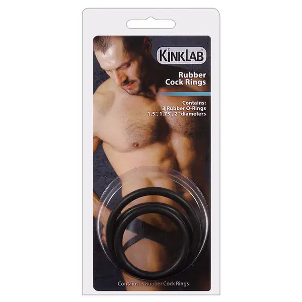 KinkLab Rubber Cock Ring - Pack of 3 - Penis Enhancement