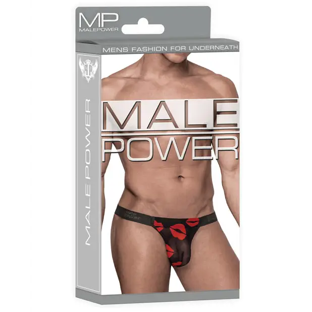 Kiss Me Stretch Mesh Micro Thong V Blk/Rd S/M - Lingerie - Packaged
