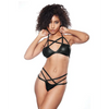 Kitten Sugar & Blush Criss Cross Bralette & Thong Black O/S - Lingerie - Packaged
