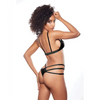 Kitten Sugar & Blush Criss Cross Bralette & Thong Black O/S - Lingerie - Packaged