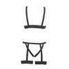 Kitten Teaser Strappy Open Cup Bra & Open Panty w/Leg Straps Black O/S - Lingerie - Packaged