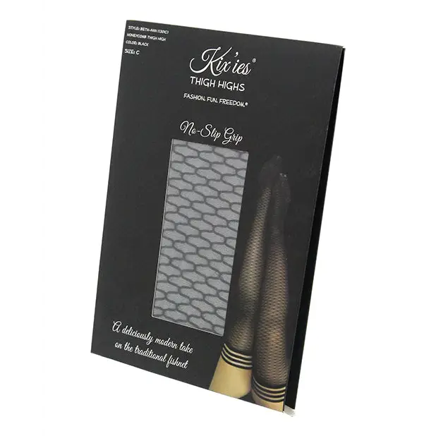 Kix’ies Beth Ann Honeycomb Thigh High Black C - Lingerie - Packaged