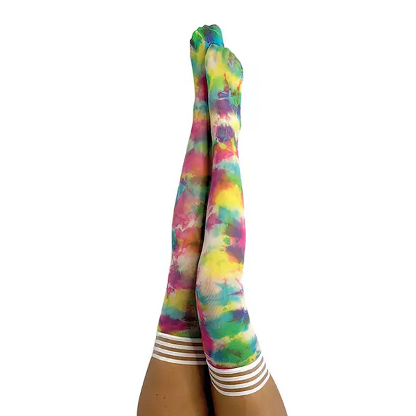 Kix’ies Gilly Tie Die Thigh High Bright Color B - Lingerie - Packaged