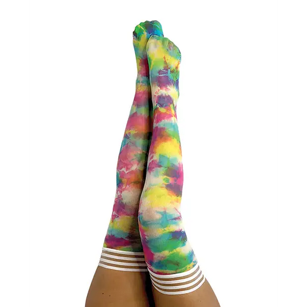 Kix’ies Gilly Tie Die Thigh High Bright Color D - Lingerie - Packaged
