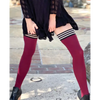Kixies Heather Opaque Thigh High Cranberry - Lingerie - Packaged