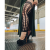 Kixies Jo Circle Fishnet Footless Thigh High Black C - Lingerie - Packaged