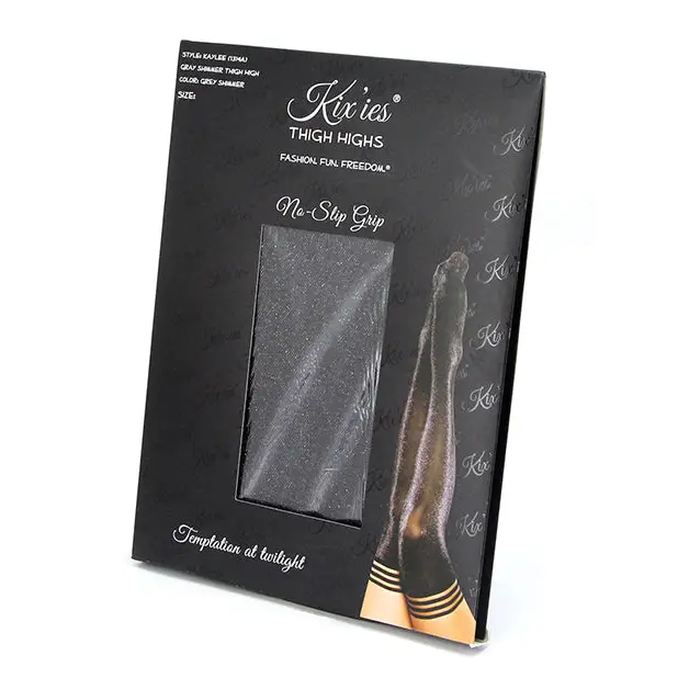 Kix’ies Kaylee Grey Shimmer Thigh High Grey B - Lingerie - Packaged