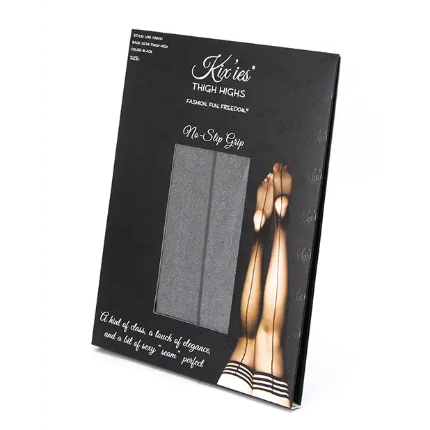 Kix’ies Lois Thigh High w/Black Seam Black B - Lingerie - Packaged