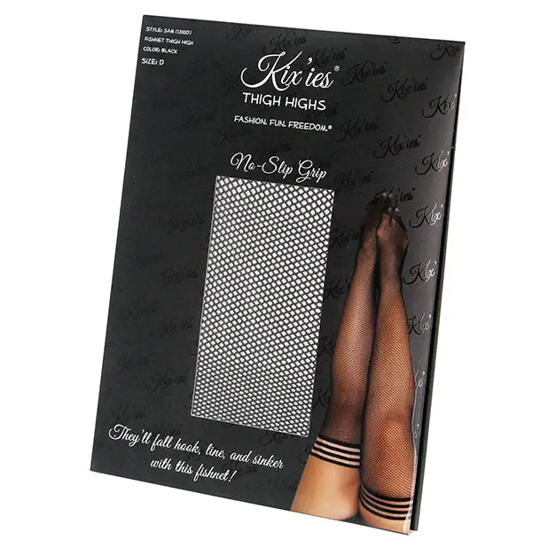 Kix’ies Sam Fishnet Thigh High Black D - Lingerie - Packaged