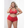 Knit Bralette & Cheeky Shorts Flame Scarlet 1X/2X - Lingerie - Plus/Queen - Hanging