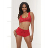 Knit Bralette & Cheeky Shorts Flame Scarlet SM - Lingerie - Hanging