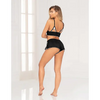 Knit Jersey Bralette w/Contrast Lace & Short Black XL - Lingerie - Hanging