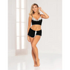 Knit Jersey Bralette w/Contrast Lace & Short Black XL - Lingerie - Hanging