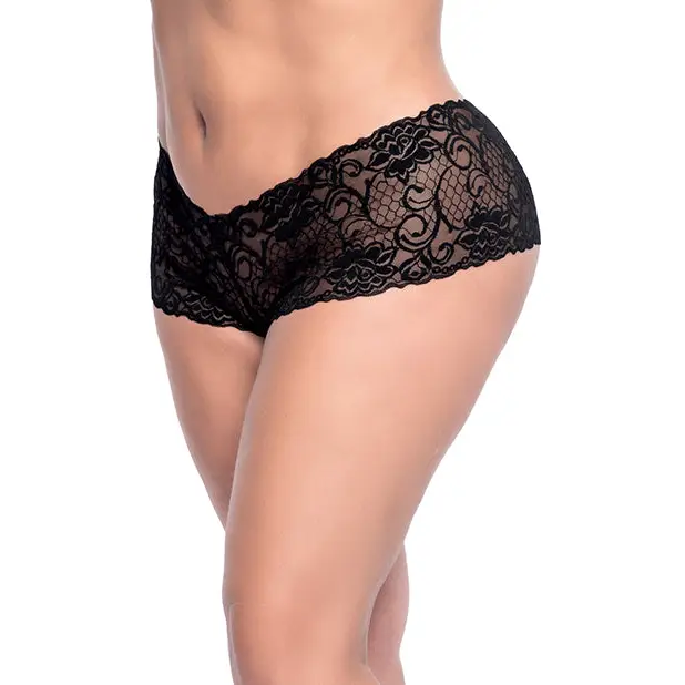 Lace Boyshort Black 1X/2X - Lingerie - Plus/Queen - Packaged