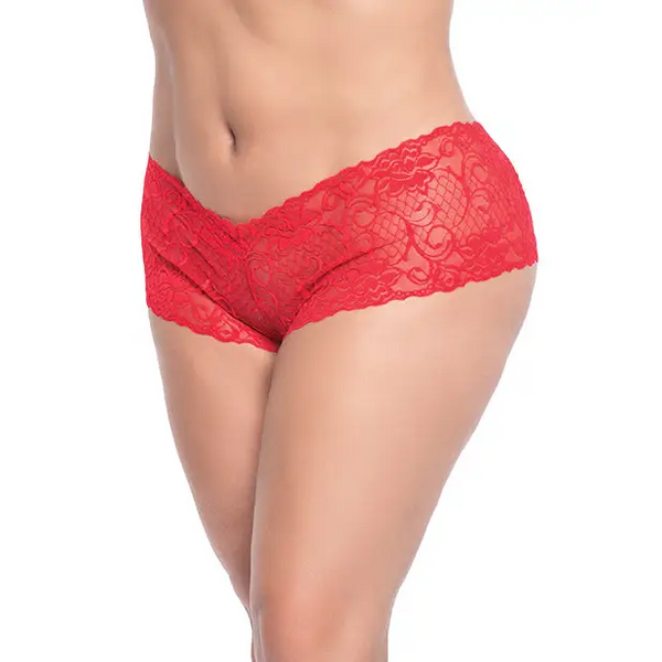 Lace Boyshort Red 2X/3X - Lingerie - Plus/Queen - Packaged