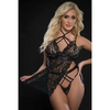 Lace Halter Babydoll w/High Waist Strappy Panty Blackout O/S - Lingerie - Packaged