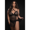 Lace Halter Babydoll w/Lace Panty Black QN - Lingerie - Plus/Queen - Packaged