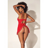 Lace & Mesh Babydoll w/Open Back & G-String Red L/XL - Lingerie - Packaged