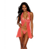 Lace & Mesh Halter Babydoll w/G-String Mango XXL - Lingerie - Plus/Queen - Hanging