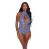 =Lace & Mesh Halter Neck Teddy Periwinkle XL - Lingerie - Hanging