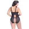 Lace Open Cup & Crotchless Teddy Black QN - Lingerie - Plus/Queen - Packaged