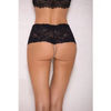 Lace & Pearl Boyshort w/Satin Bow Accents Black S/M - Lingerie - Hanging