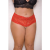 Lace & Pearl Boyshort w/Satin Bow Accents Red 1X/2X - Lingerie - Plus/Queen - Hanging
