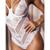 Lace Peek A Boo Teddy White L/XL - Lingerie - Packaged