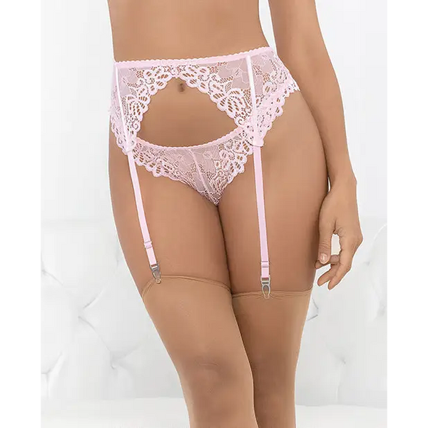 Lace Romance Garterbelt Pink XL - Lingerie - Hanging