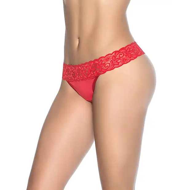 Lace Trim Thong Red SM - Lingerie - Packaged