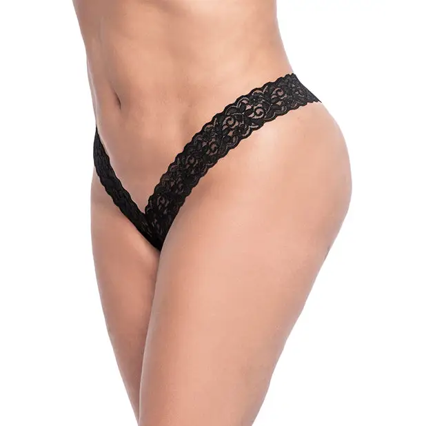 Lace V Front Boy Short Black XL - Lingerie - Packaged
