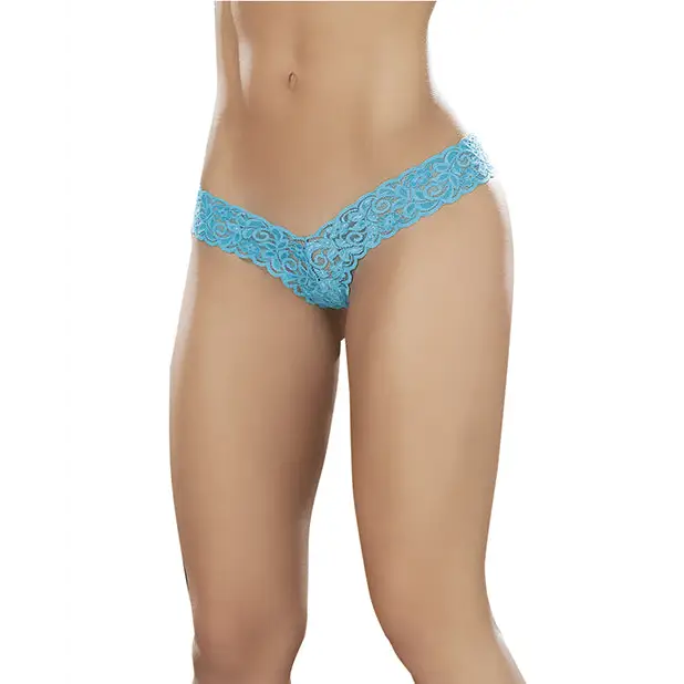Lace V Front Boy Short Turquoise XL - Lingerie - Packaged
