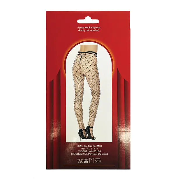 Large Fence Net Pantyhose Black O/S - Lingerie - Packaged