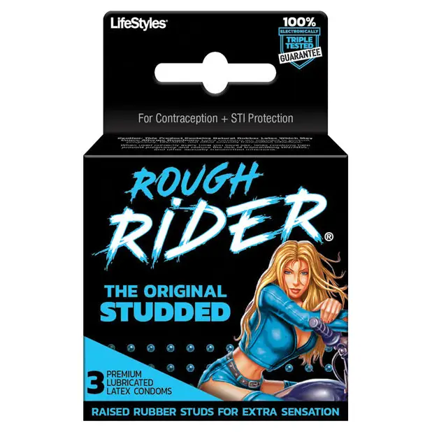 Lifestyles Rough Rider Studded Condom Pack - Pack of 3 - Condoms