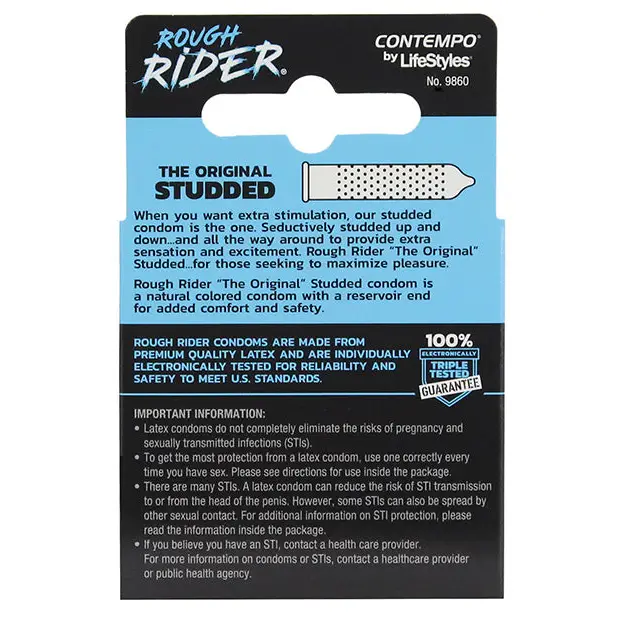 Lifestyles Rough Rider Studded Condom Pack - Pack of 3 - Condoms