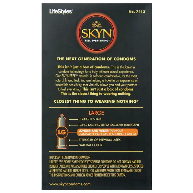Lifestyles SKYN Elite Large Condoms - Box of 12 - Condoms