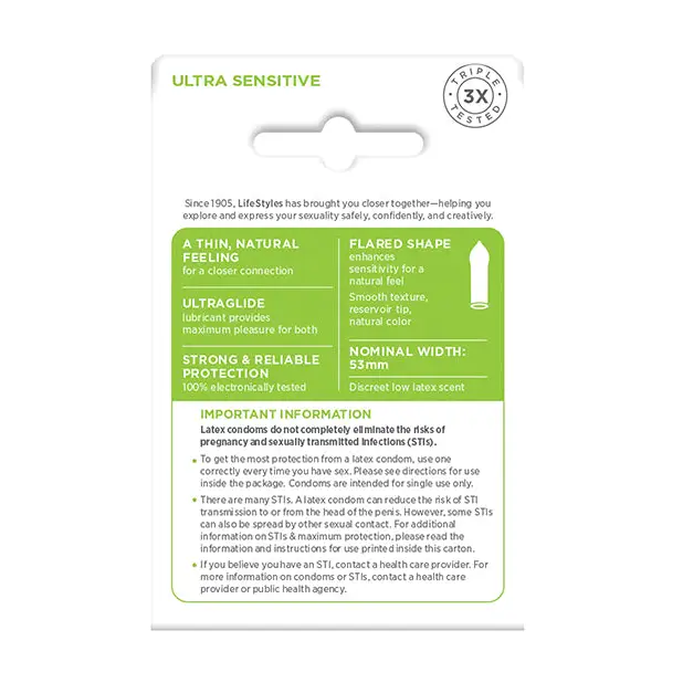 Lifestyles Ultra Sensitive - Box of 3 - Condoms