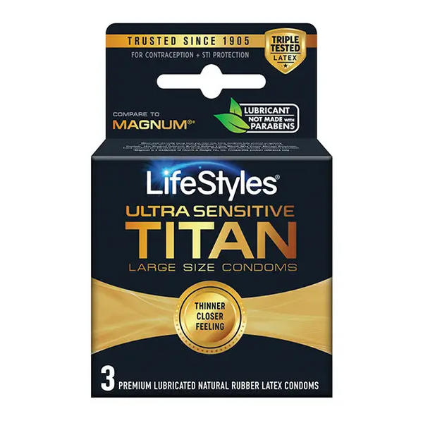 Lifestyles Ultra Sensitive Titan Condom - Pack of 3 - Condoms