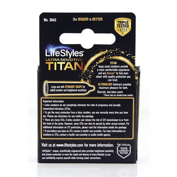 Lifestyles Ultra Sensitive Titan Condom - Pack of 3 - Condoms