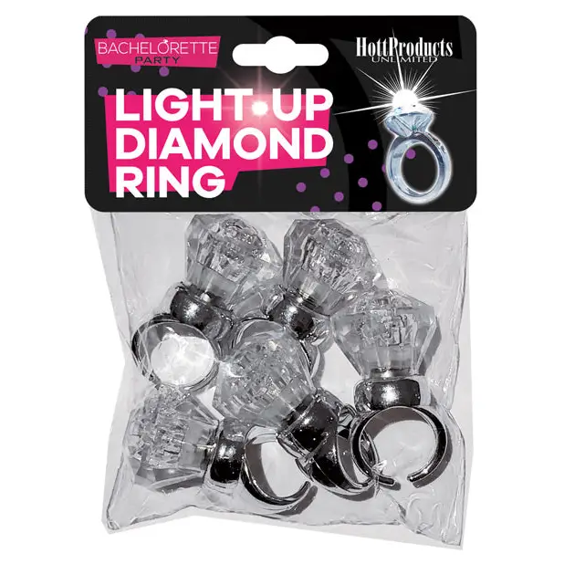 Light Up Diamond Ring - Pack of 5 - Bachelorette & Party Supplies